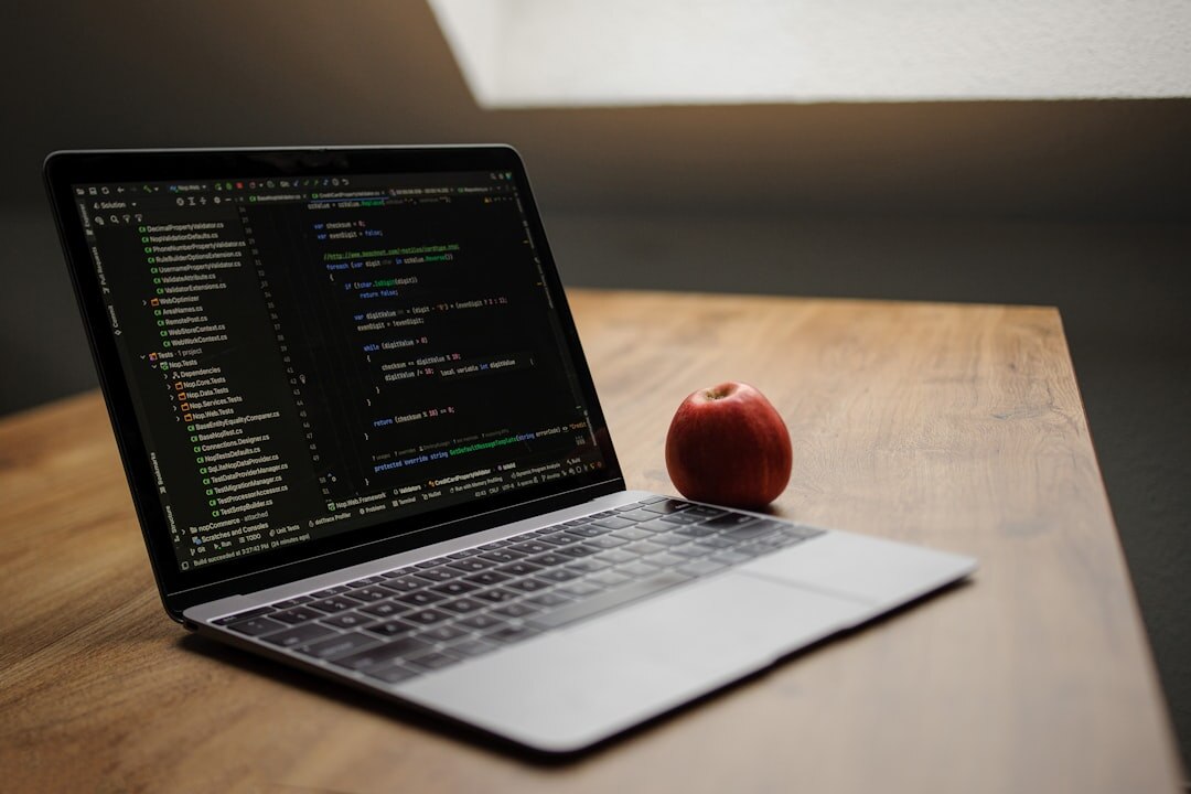 code editor on desk