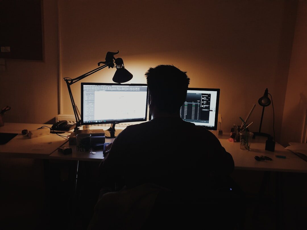web developer at desk